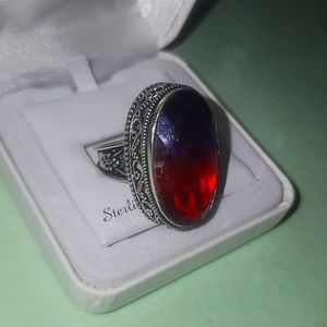 Large stone silver ring